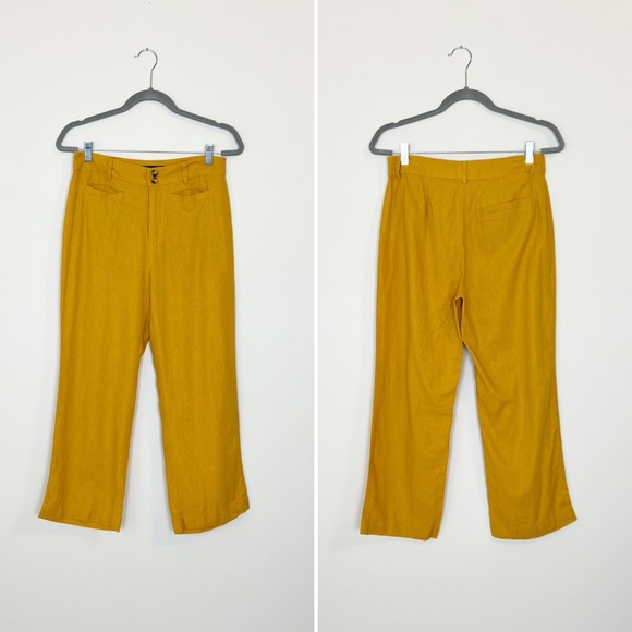 Modcloth New Opportunity Linen Blend Crop Pants Trousers 8 - Picture 3 of 5